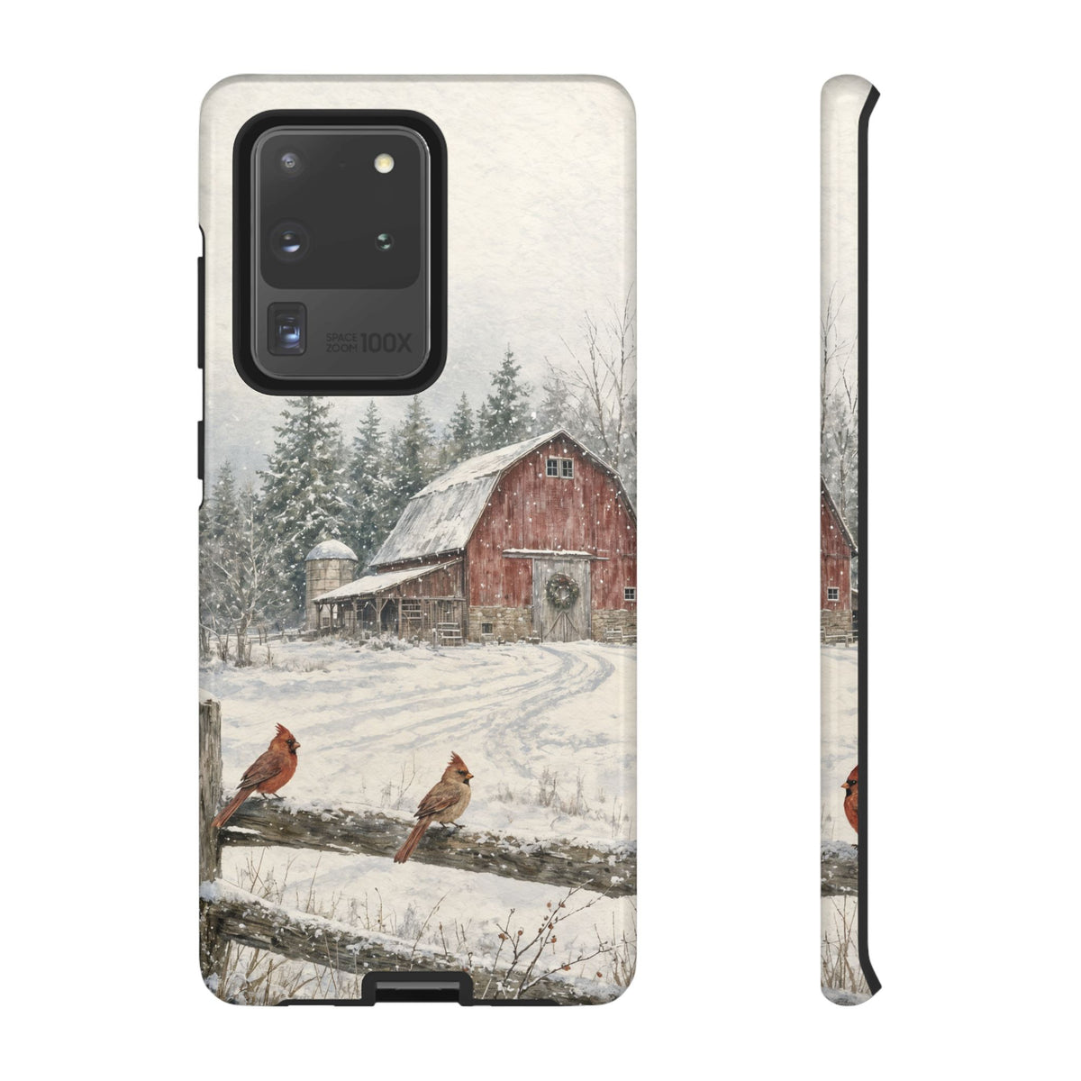 Snowy Red Barn Tough Case