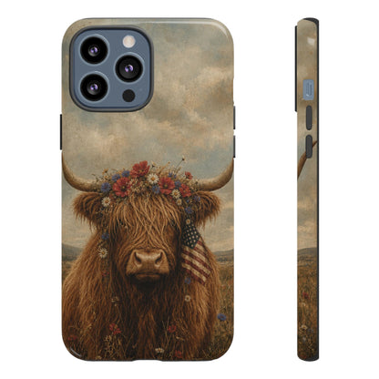 Patriotic Highland Cow Tough Case