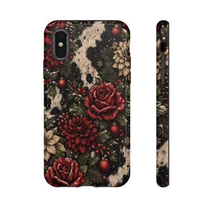 Cowhide Christmas Roses Tough Case