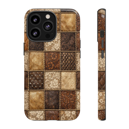 Leather Lace Patchwork Tough Case