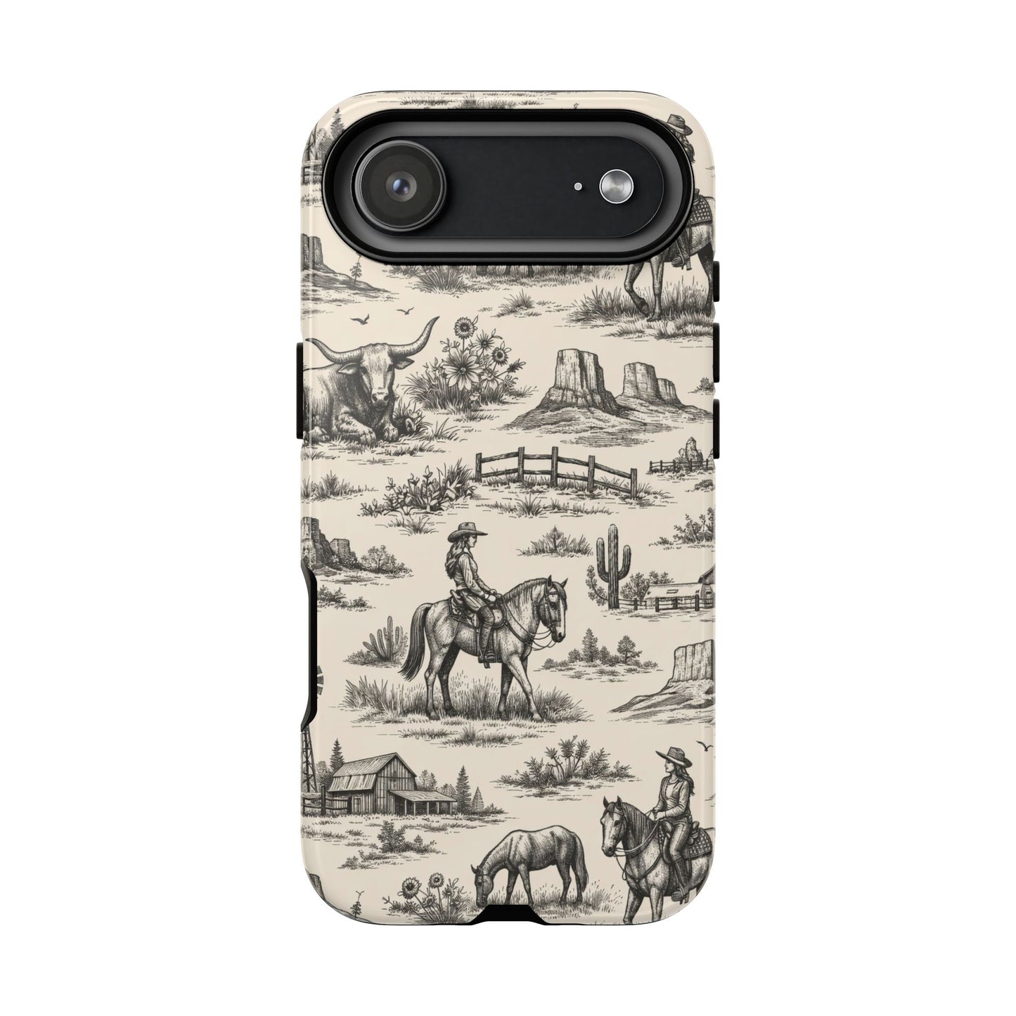 Western Toile Black Tough Case