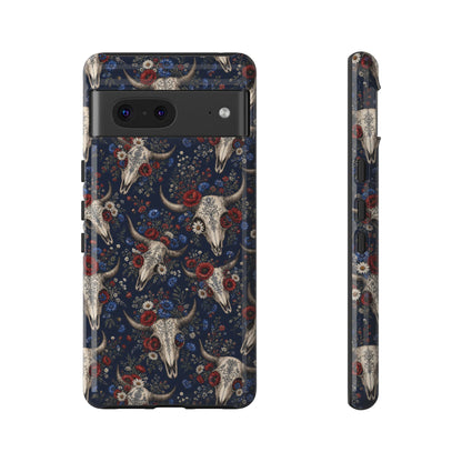 Patriotic Floral Skulls Tough Case