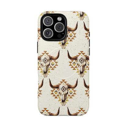 Cream Aztec Skull Magnetic Case