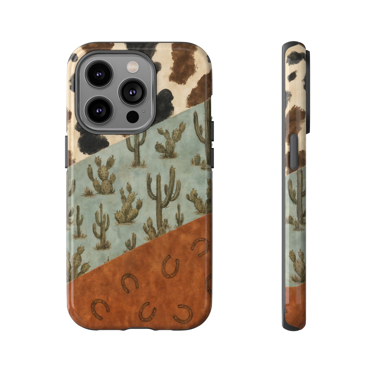 Cowhide Turquoise Cactus Tough Case