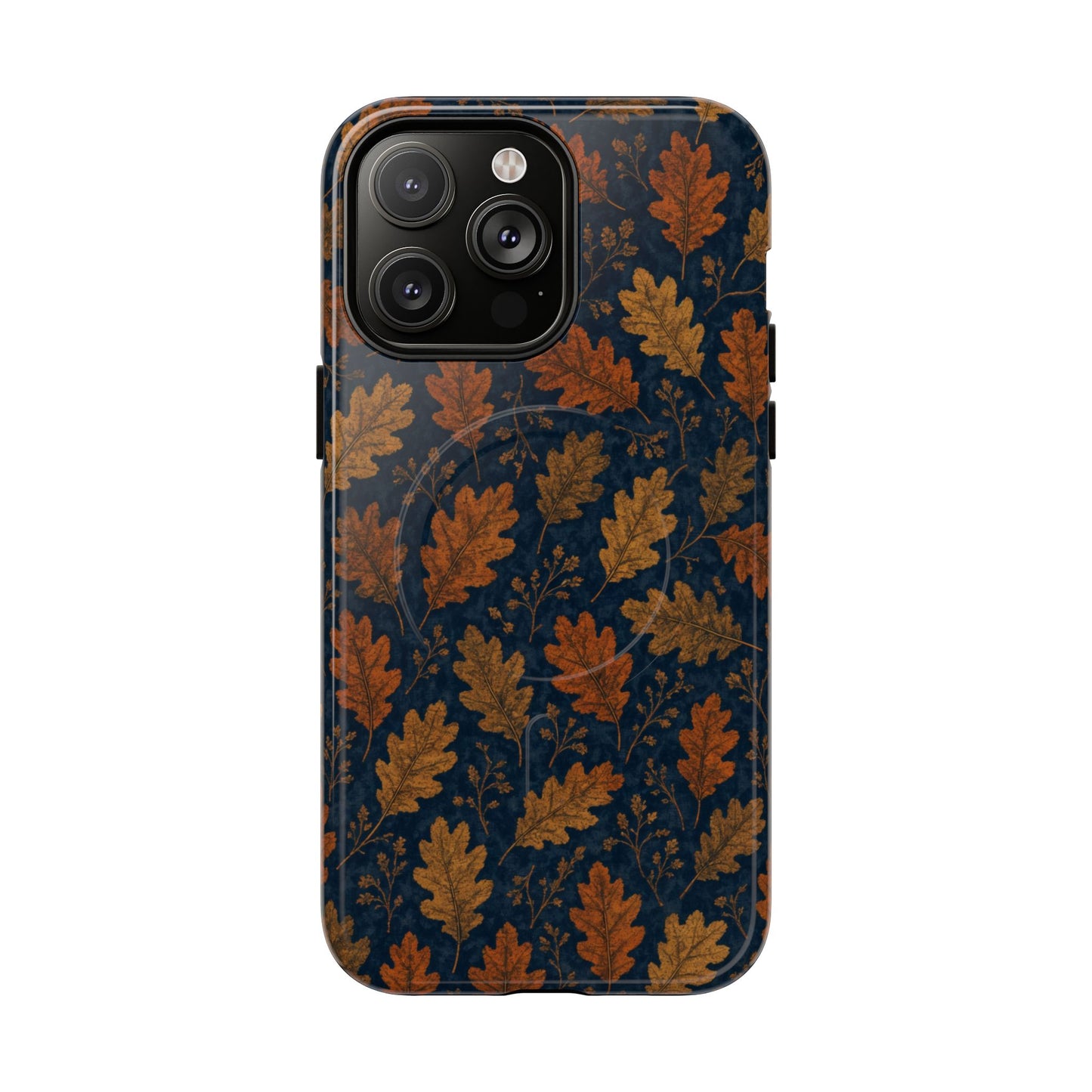 Navy Autumn Leaves Magnetic Case