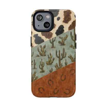 Cowhide Turquoise Cactus Magnetic Case