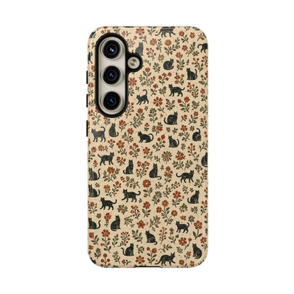Black Cat Floral Tough Case