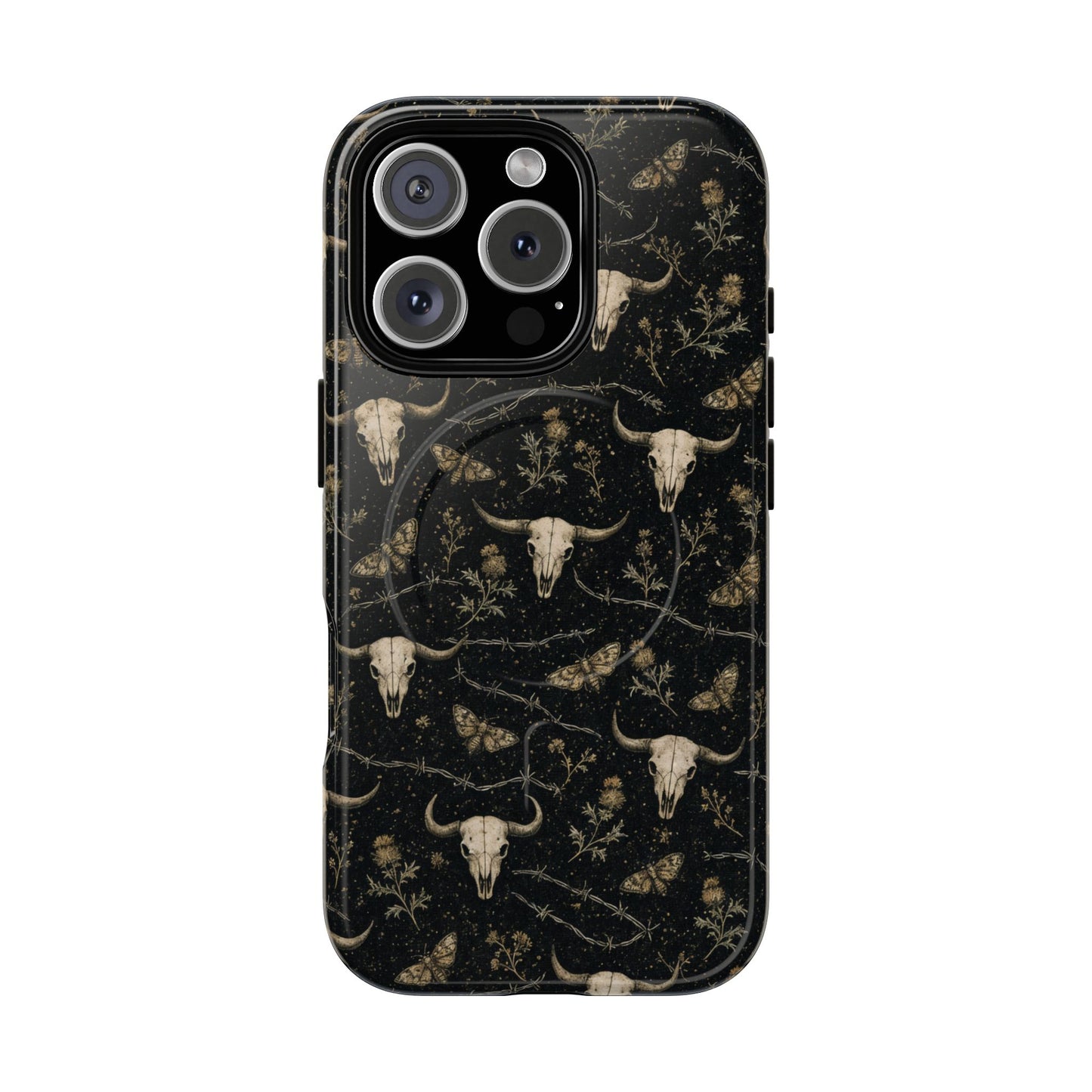 Bull Skull Barbwire Magnetic Case