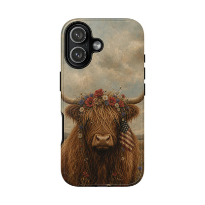 Patriotic Highland Cow Tough Case