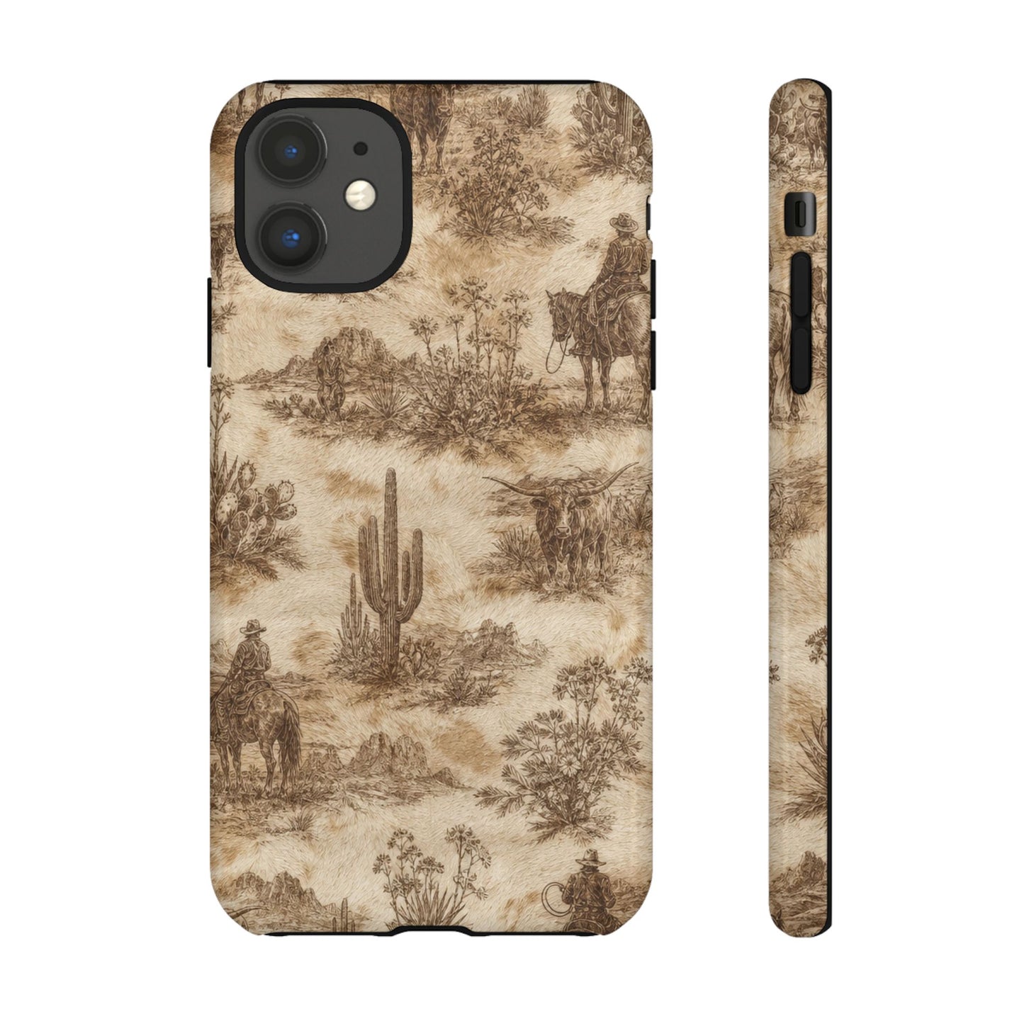 Ivory Cowhide Toile Tough Case