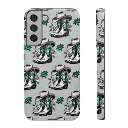 Teal Floral Boots Tough Case