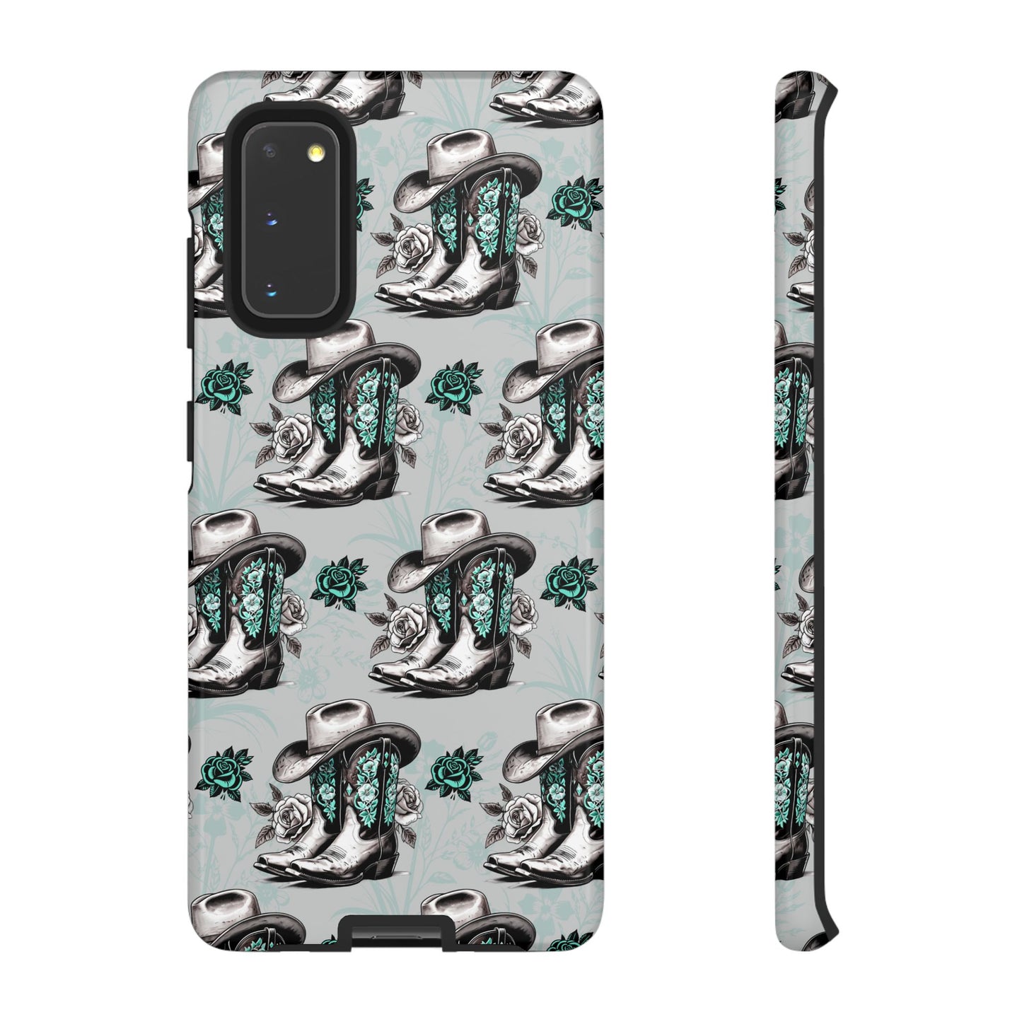 Teal Floral Boots Tough Case