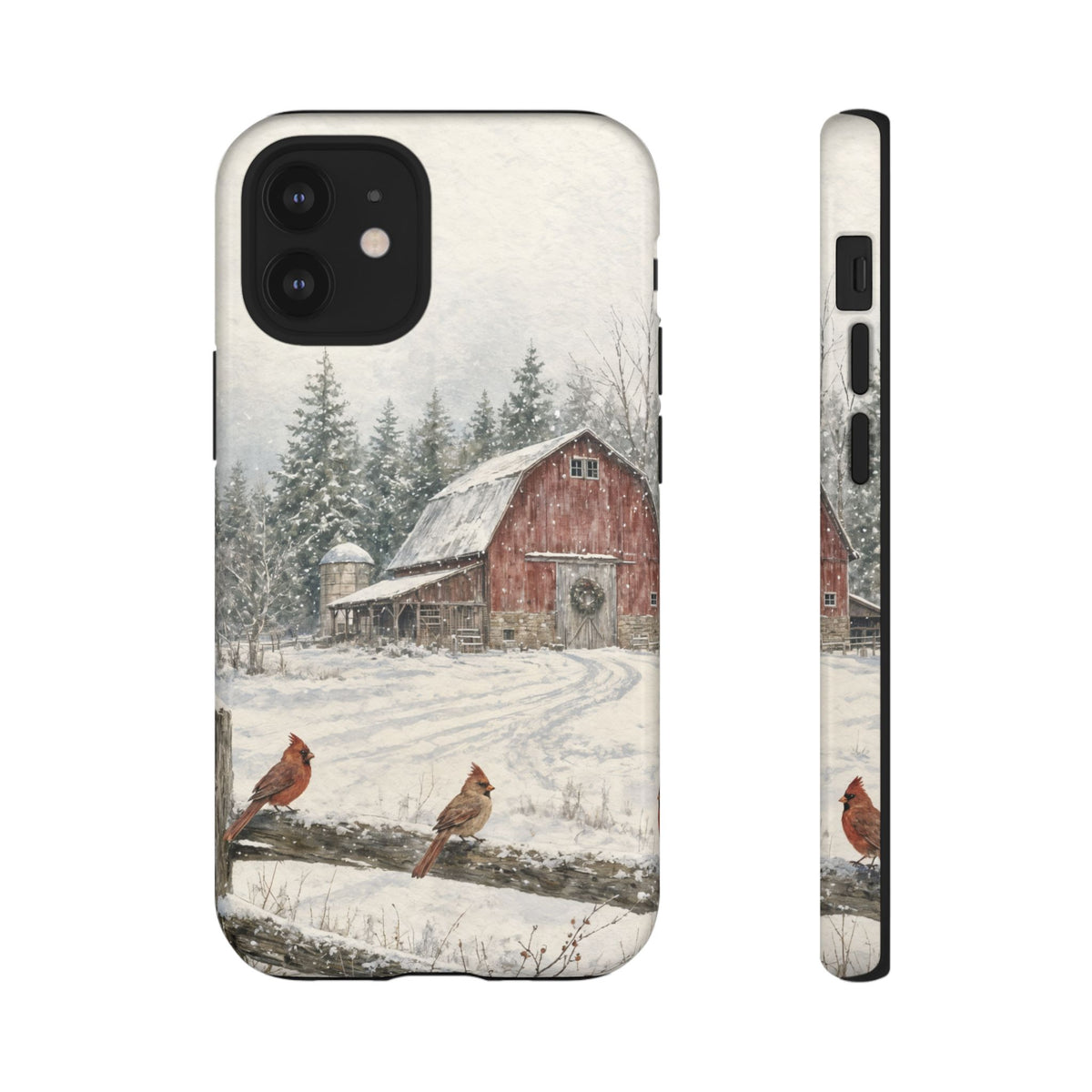 Snowy Red Barn Tough Case