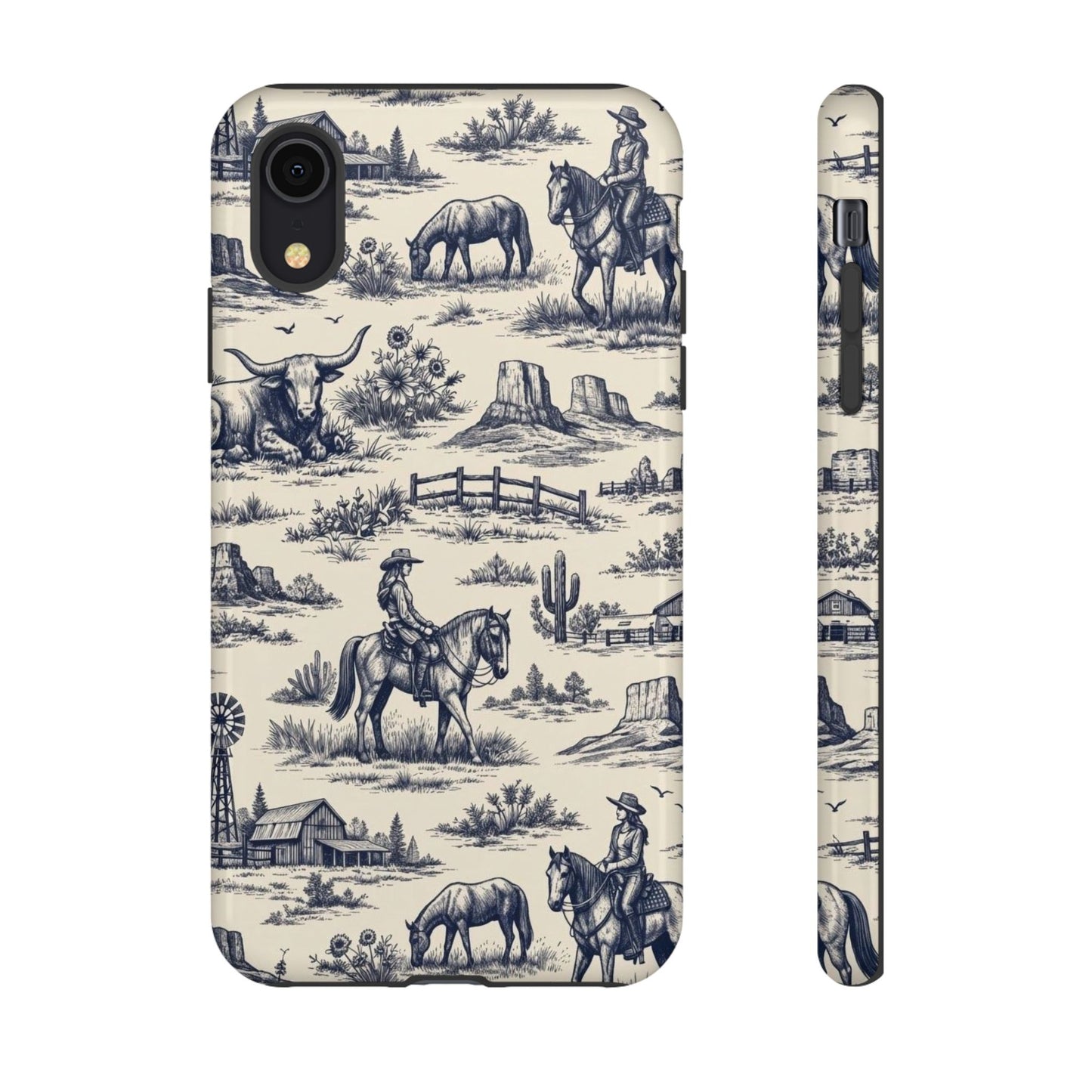 Western Toile Navy Tough Case