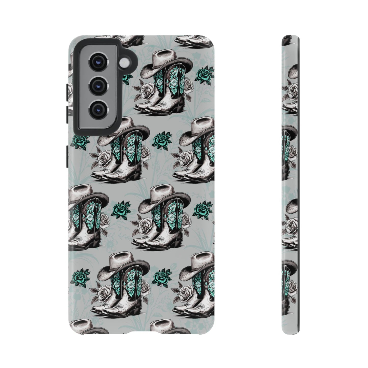 Teal Floral Boots Tough Case