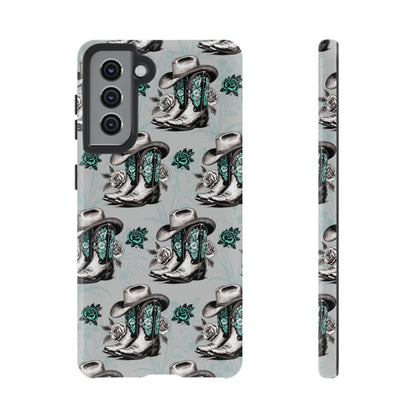 Teal Floral Boots Tough Case
