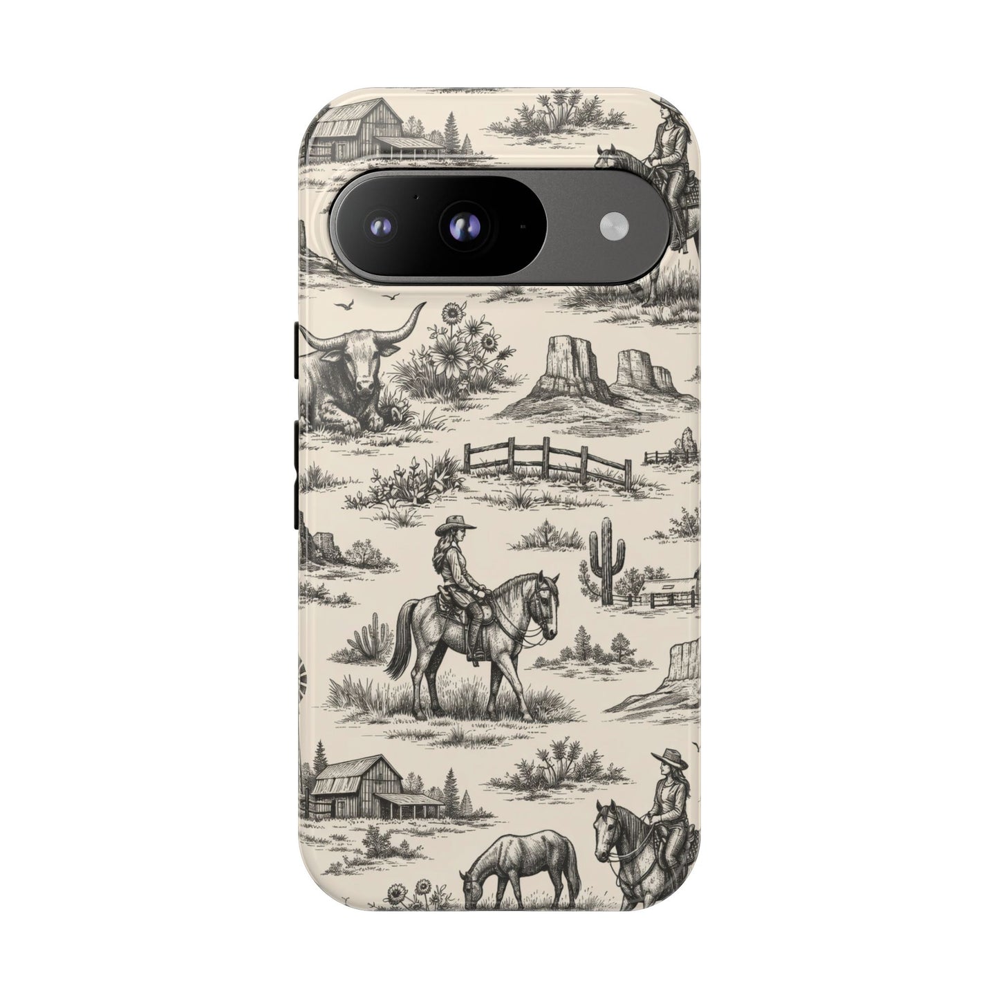 Western Toile Black Tough Case