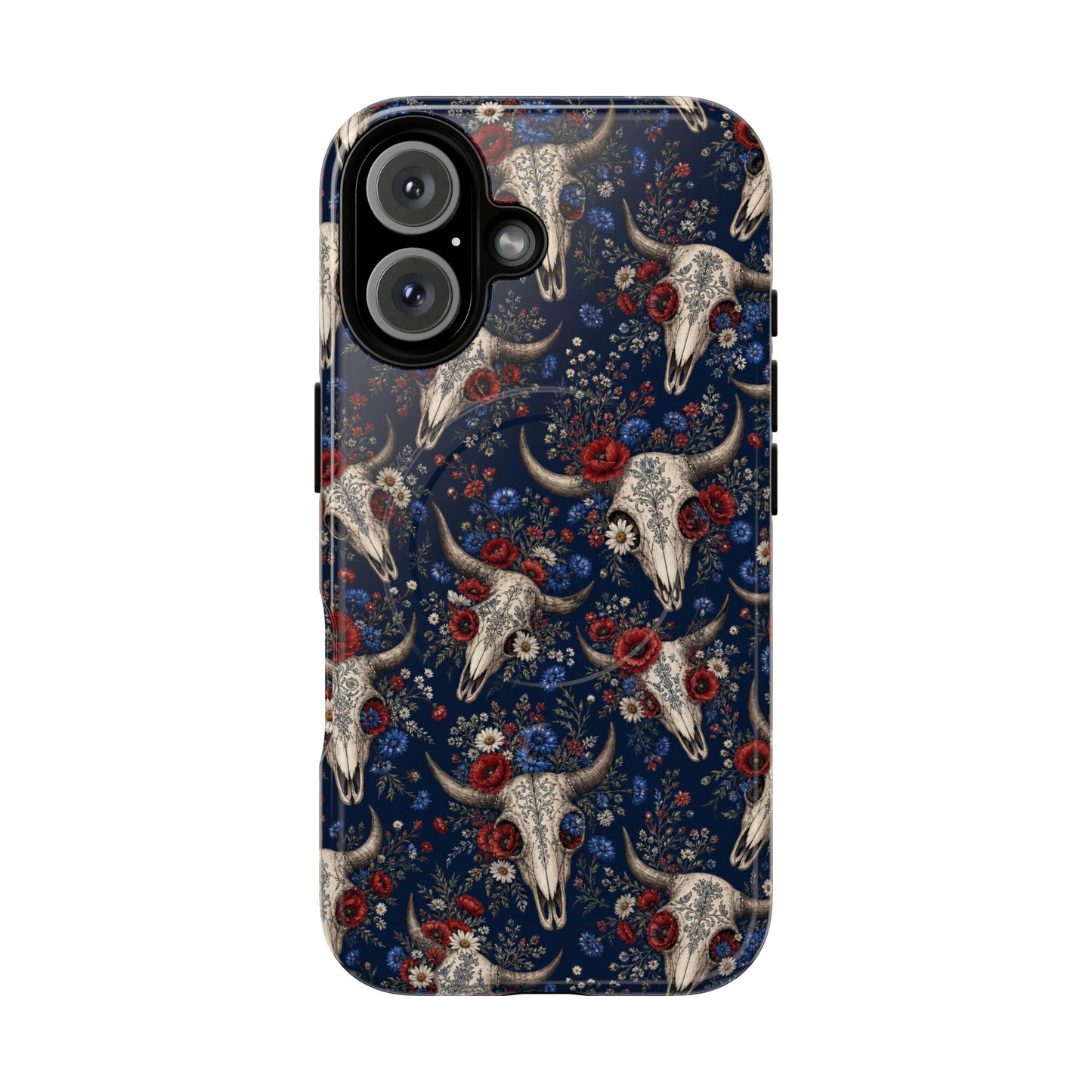 Patriotic Floral Skulls Magnetic Case