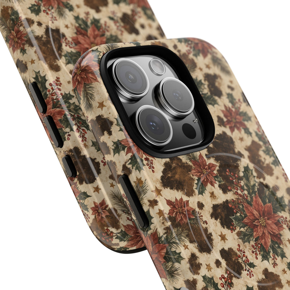Cowhide Poinsettia Magnetic Case