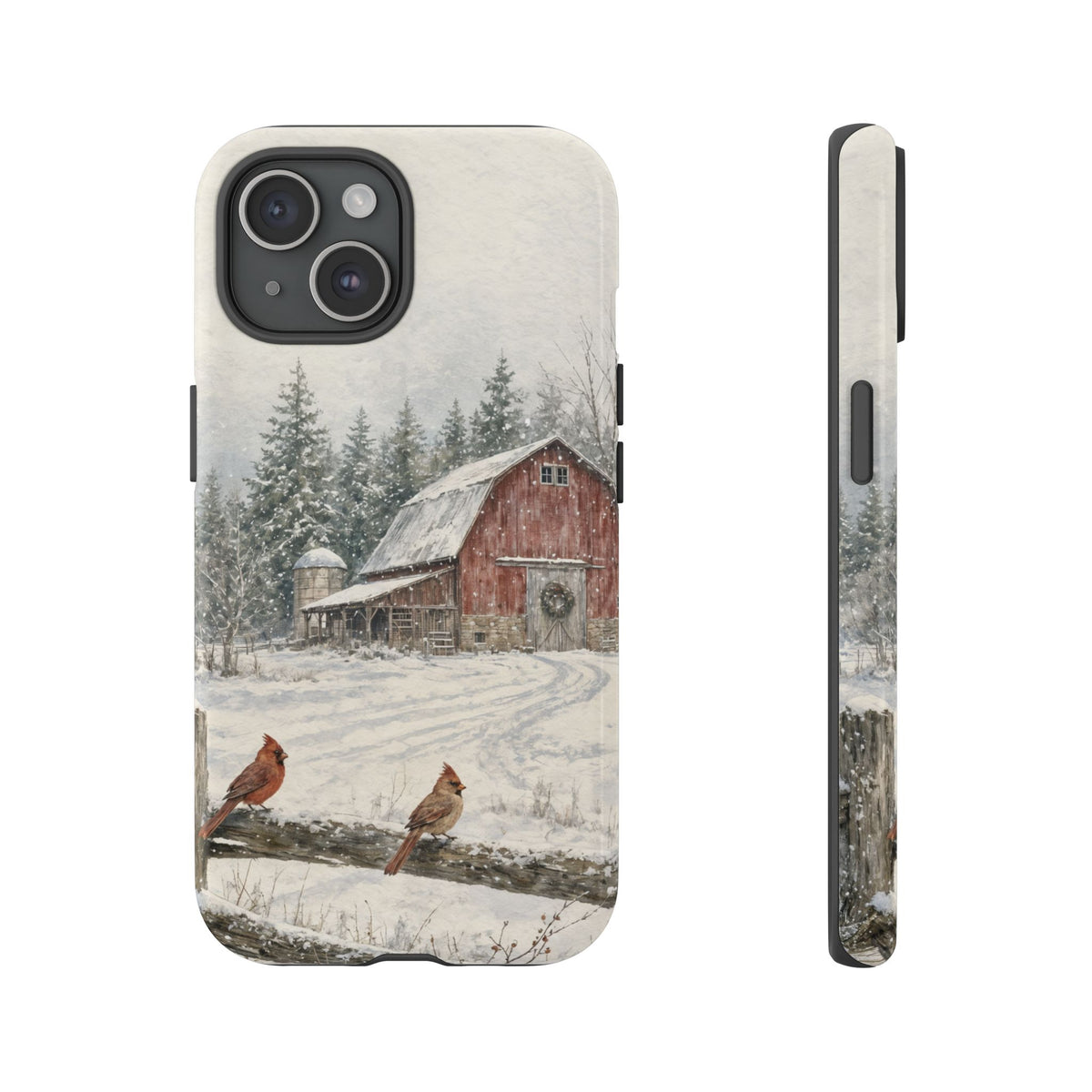 Snowy Red Barn Tough Case