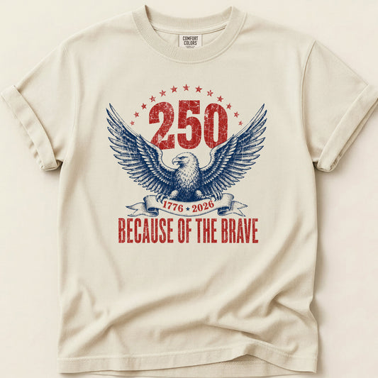 250 Because Of The Brave T-shirt on Ivory