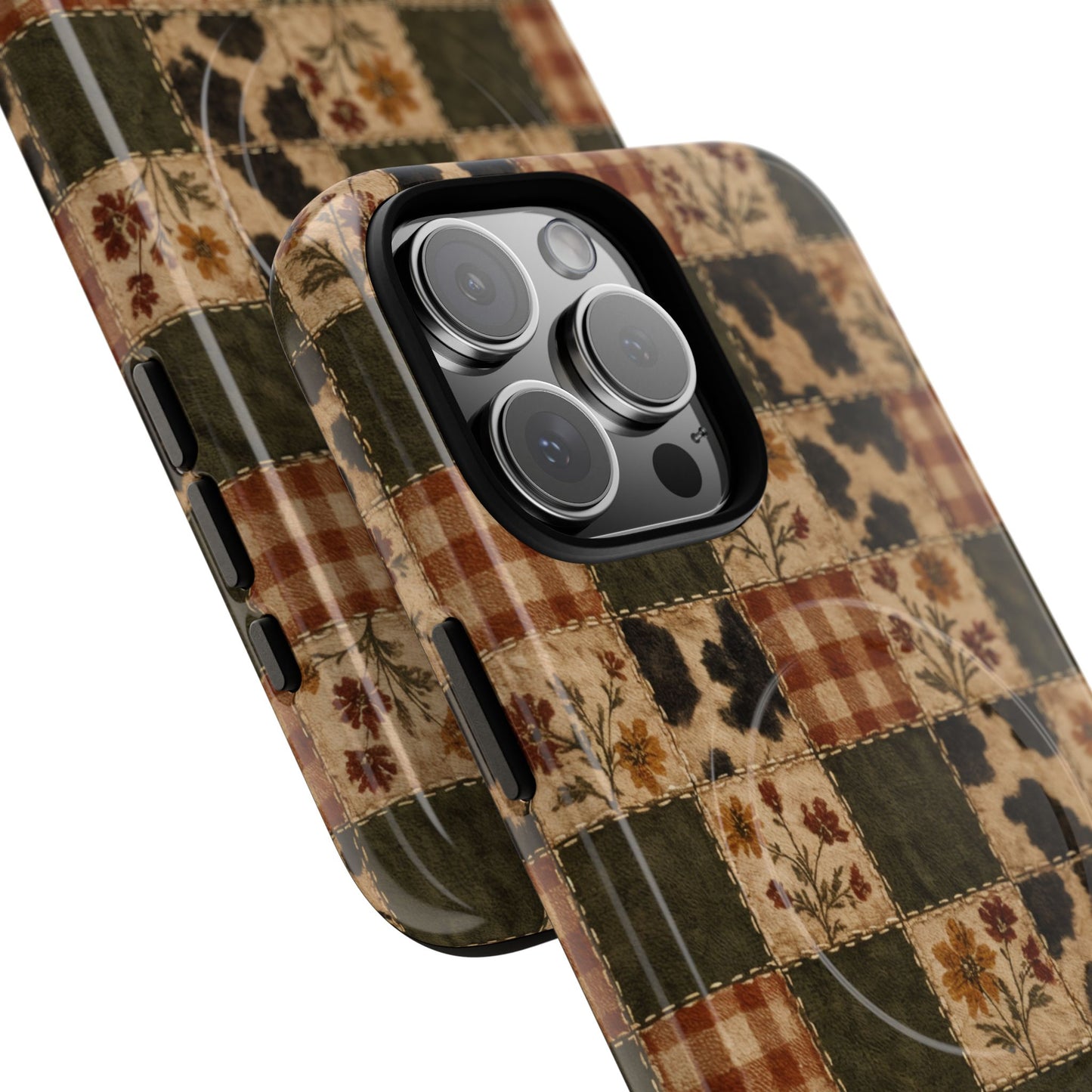 Autumn Plaid Patchwork Magnetic Case