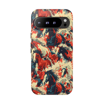 Red White Blue Horses Tough Phone Case