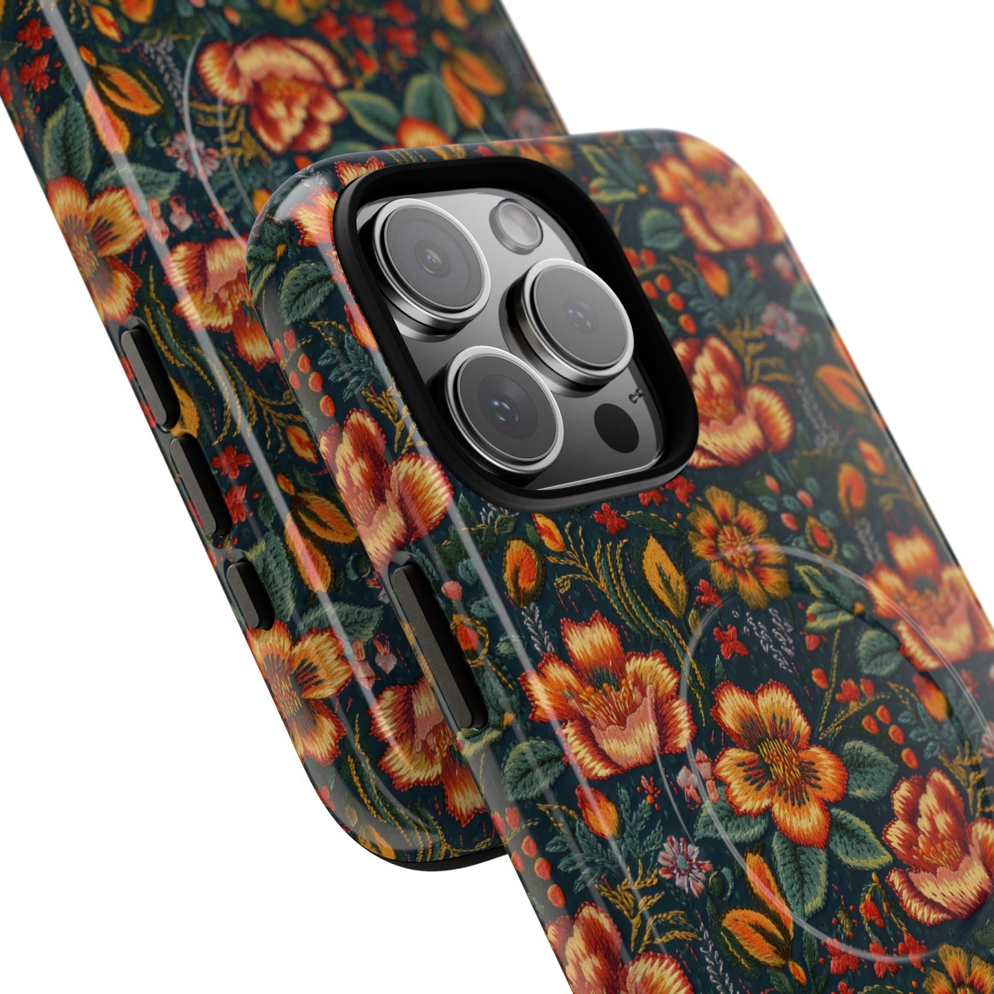 Embroidered Flowers Magnetic Case