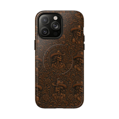 Tooled Skeleton Cowgirl Magnetic Case