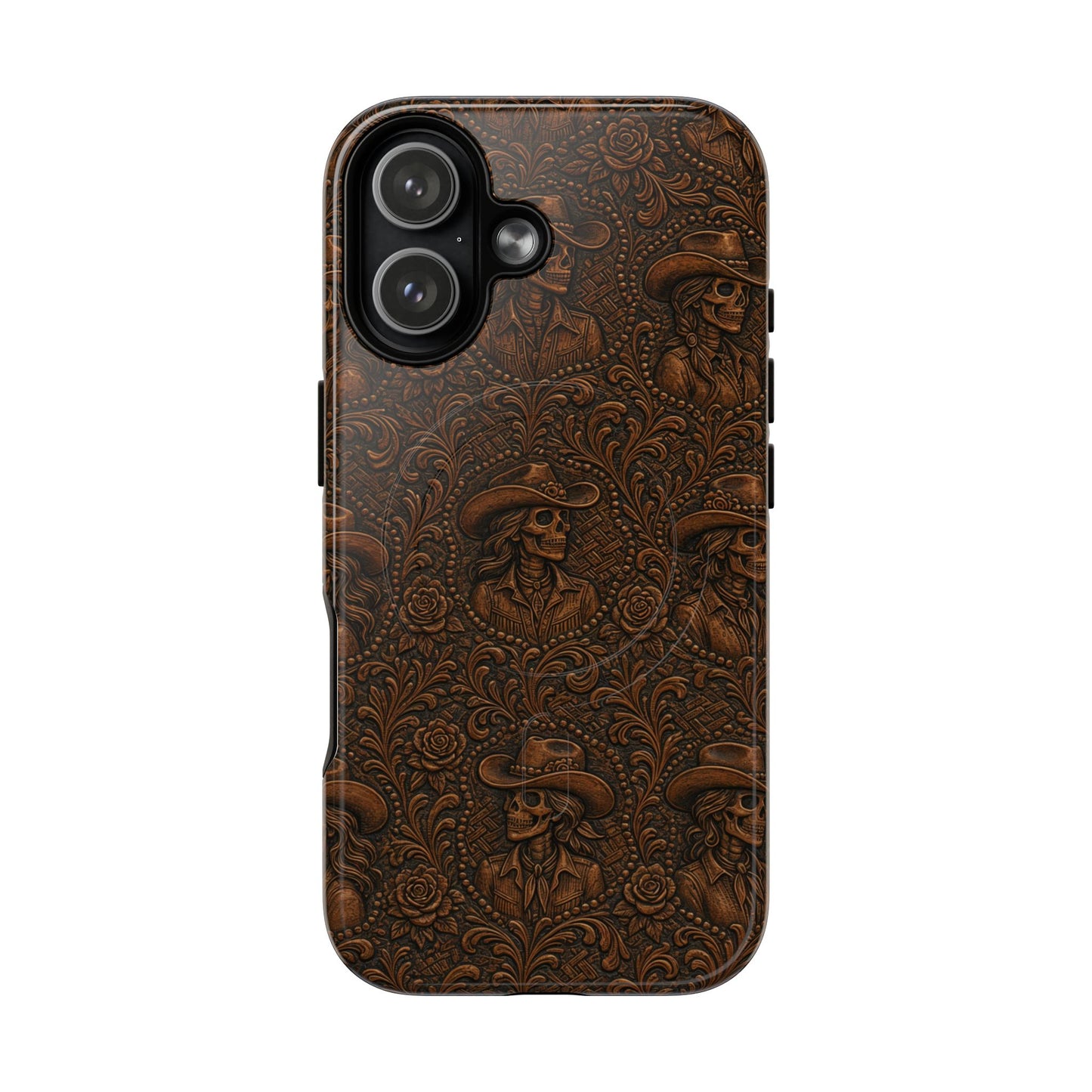 Tooled Skeleton Cowgirl Magnetic Case