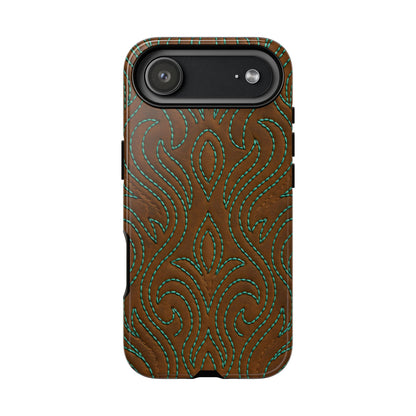 Turquoise Stitched Tough Phone Case