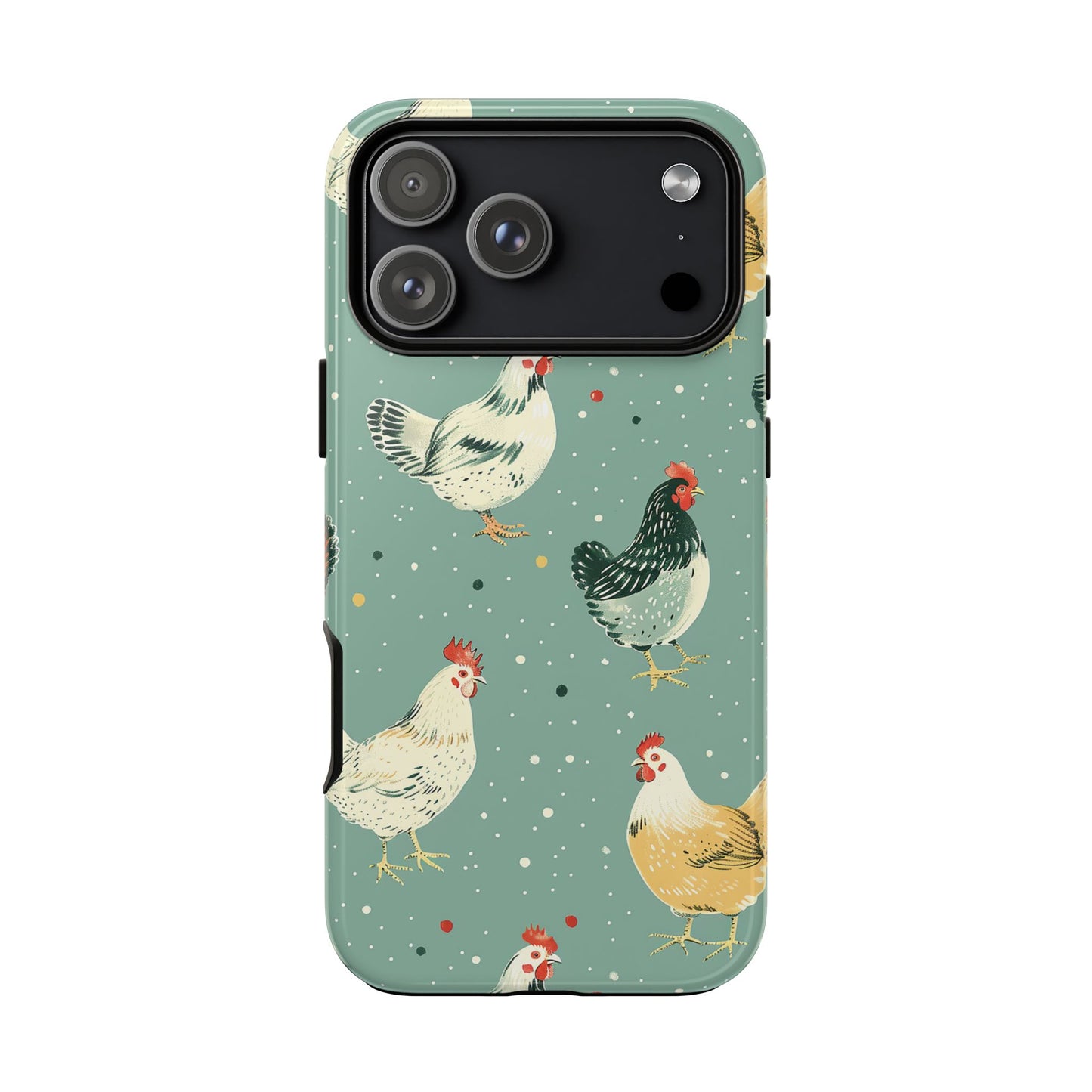 Green Polka Dot Chickens Tough Phone Case