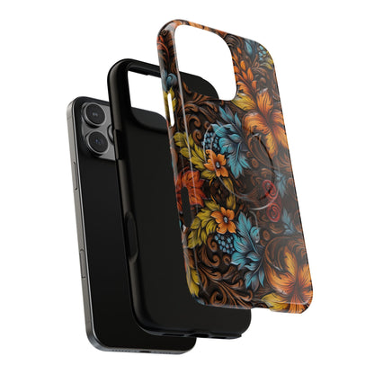 Floral Wood-Print Magnetic Case