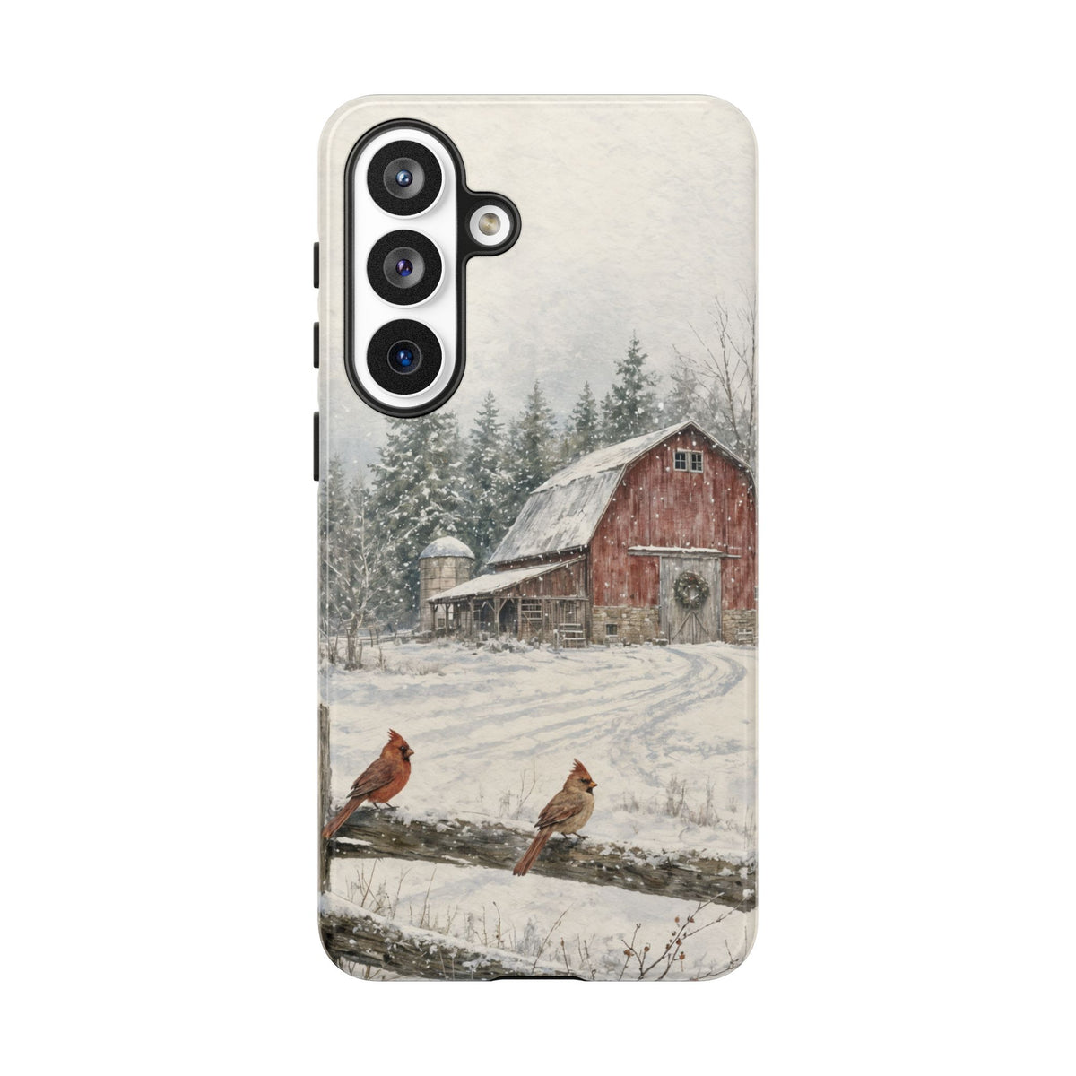 Snowy Red Barn Tough Case