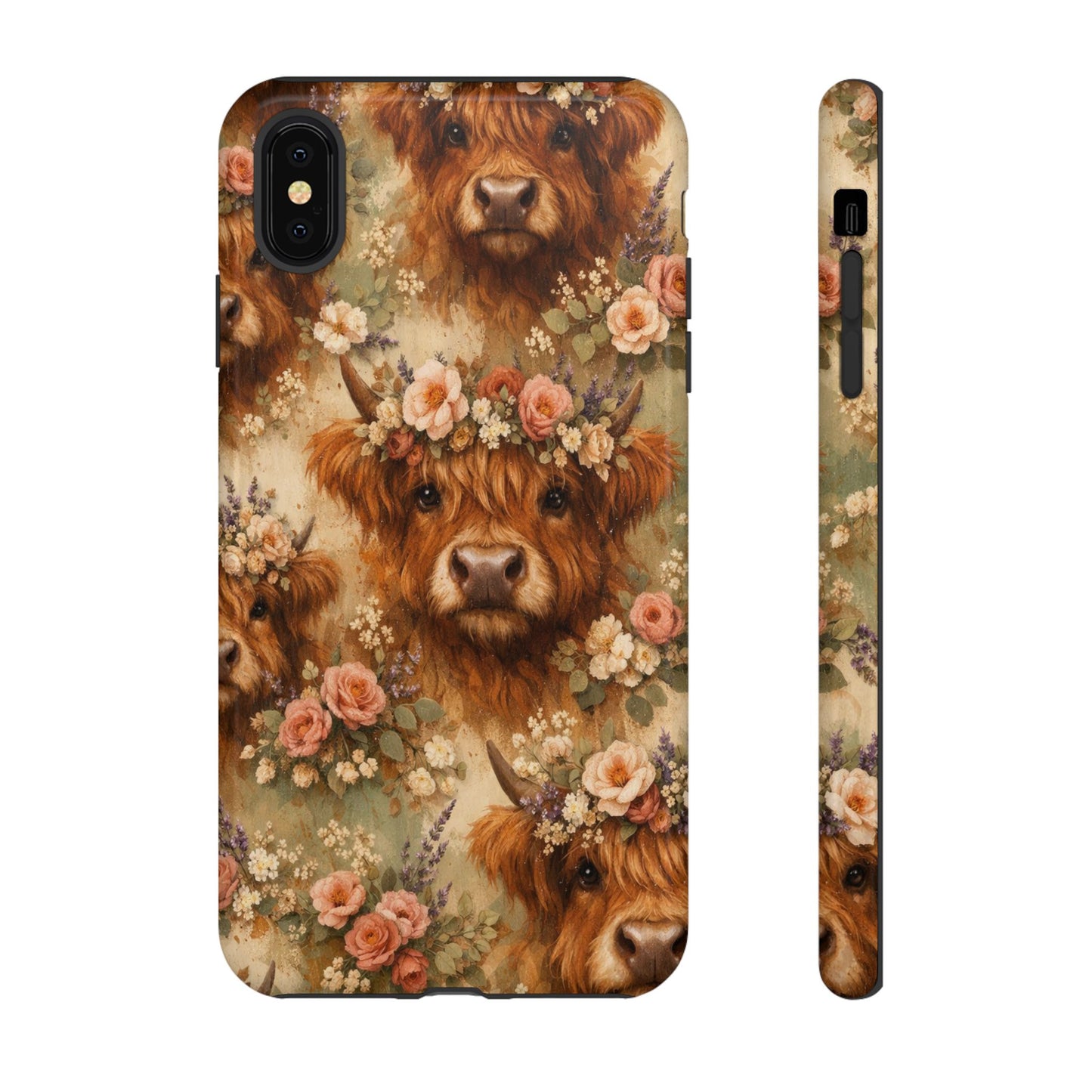 Floral Highland Cow Tough Case