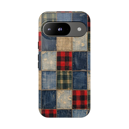 Denim Plaid Patchwork Tough Case