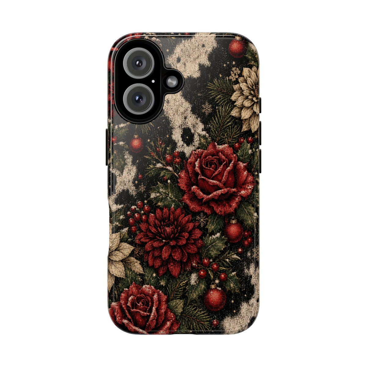 Cowhide Christmas Roses Tough Case