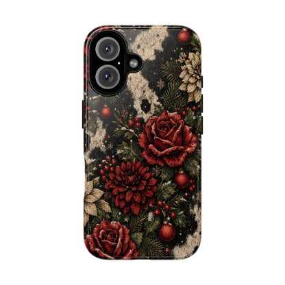 Cowhide Christmas Roses Tough Case