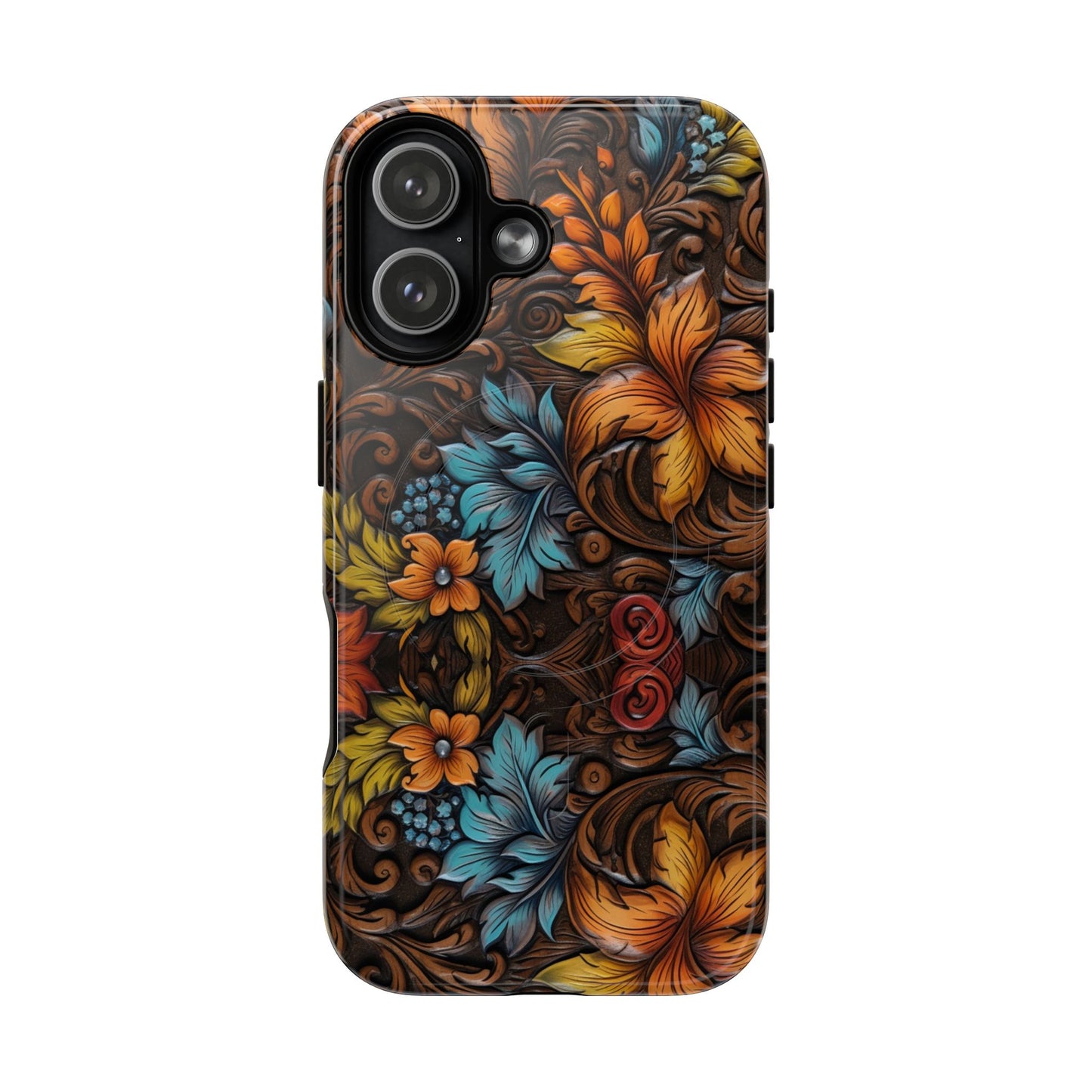Floral Wood-Print Magnetic Case