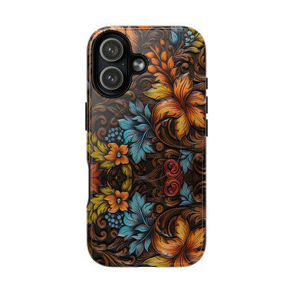 Floral Wood-Print Magnetic Case