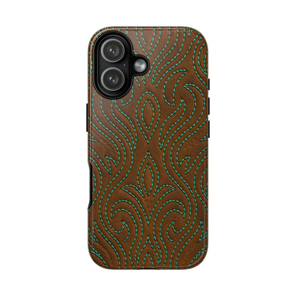 Turquoise Stitched Tough Phone Case
