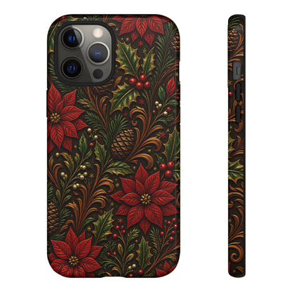 Carved Christmas Holly Tough Case