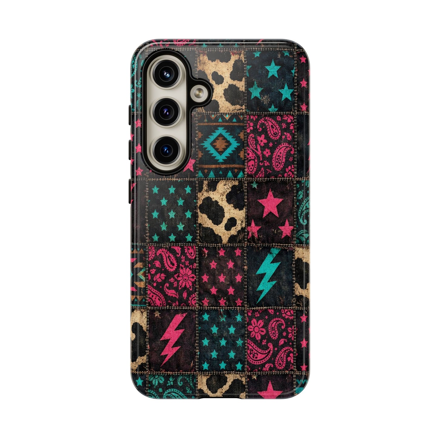Neon Cowhide Patchwork Tough Case