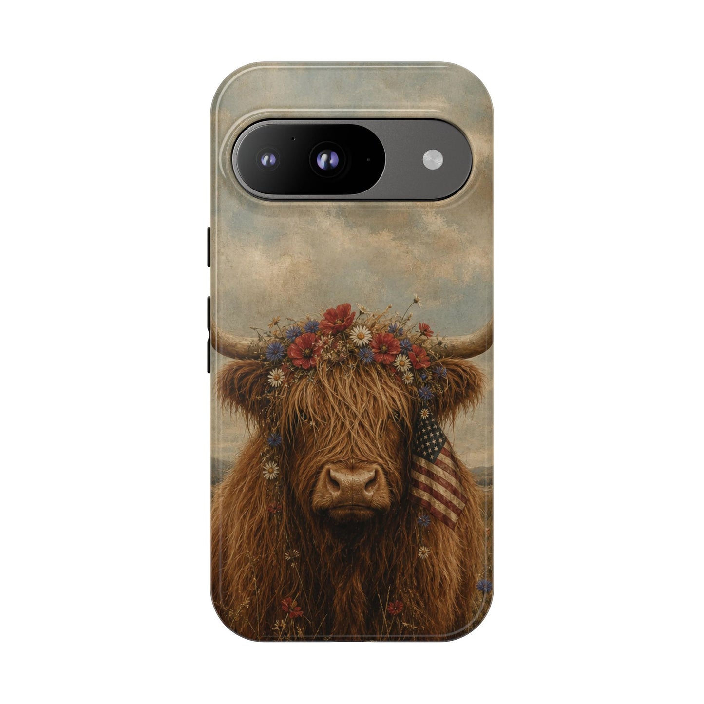 Patriotic Highland Cow Tough Case