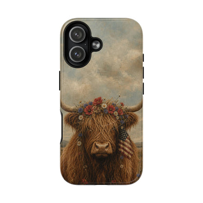 Patriotic Highland Cow Magnetic Case