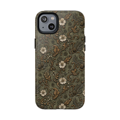 Sage Tooled Roses Magnetic Case