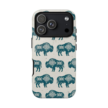 Teal Aztec Buffalo Tough Phone Case