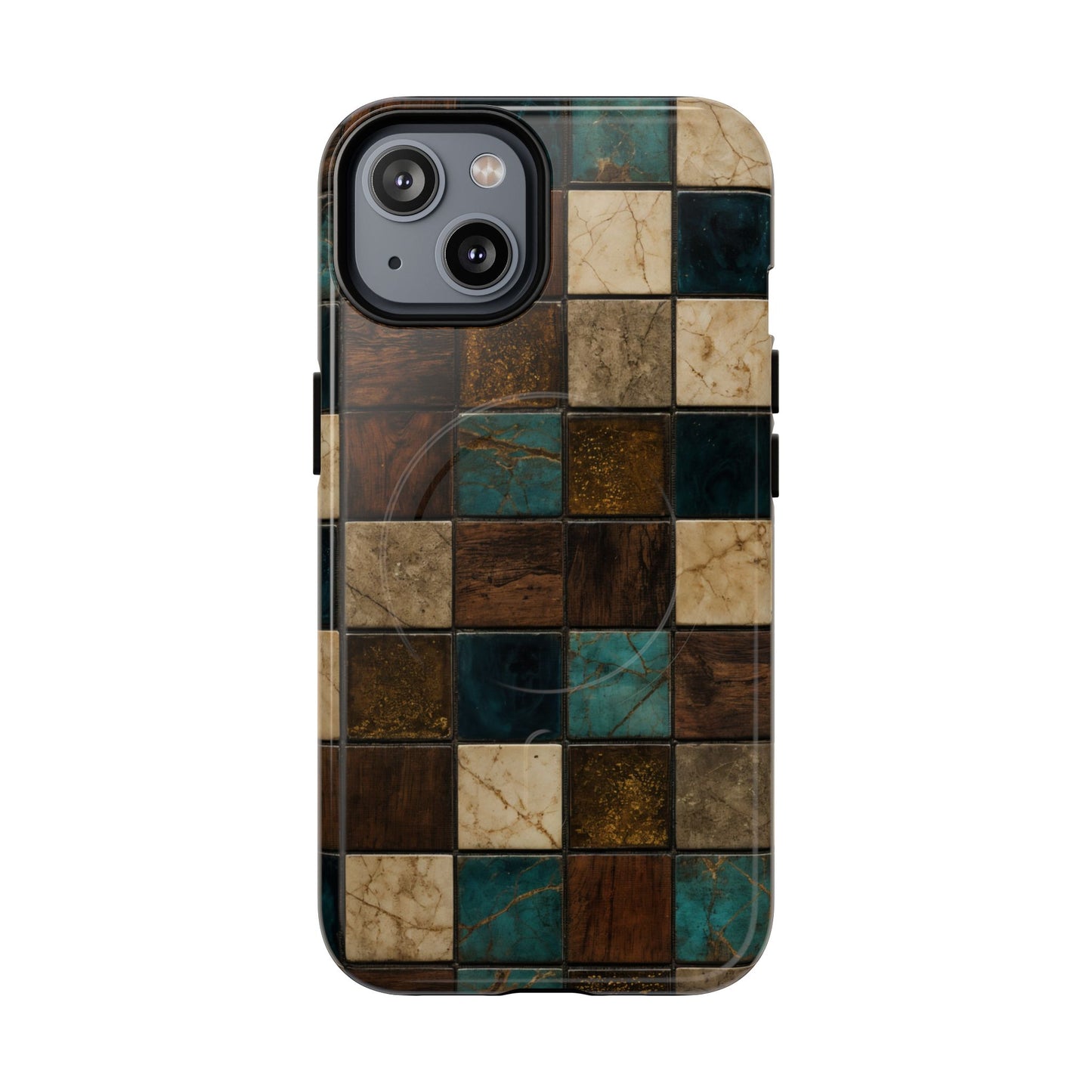 Teal Walnut Tile Magnetic Case