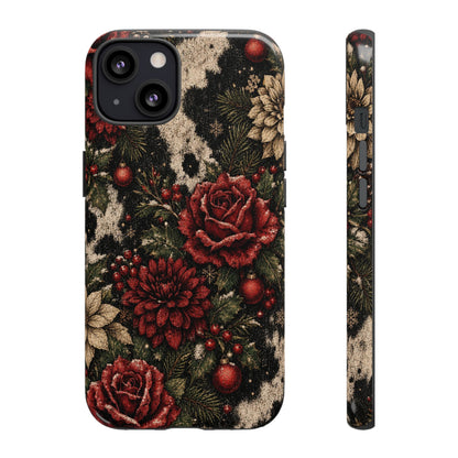 Cowhide Christmas Roses Tough Case