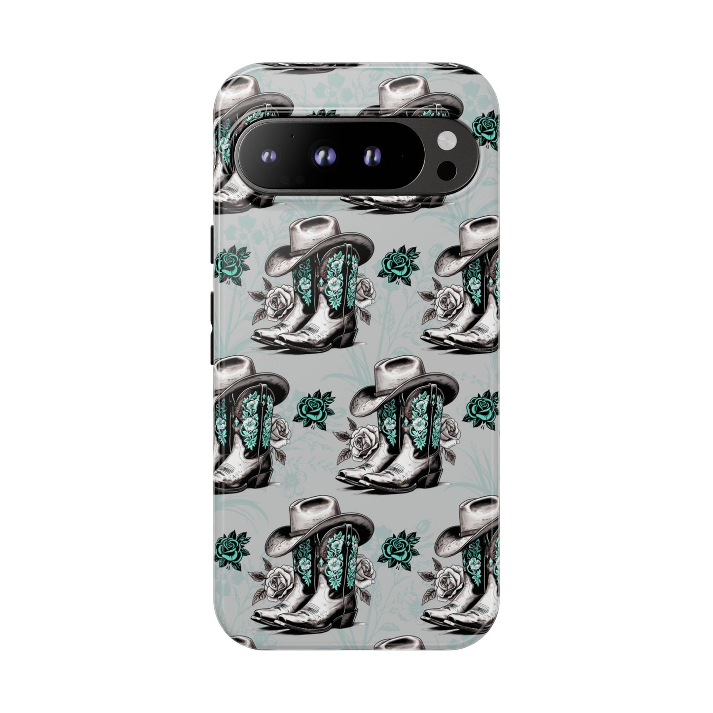Teal Floral Boots Tough Case